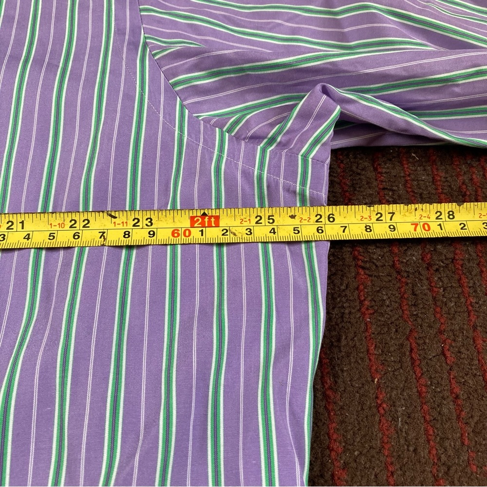 Ralph Lauren Classic Fit Button Up Striped Purple/Green Shirt Size 16.5 Large - Picture 8 of 10